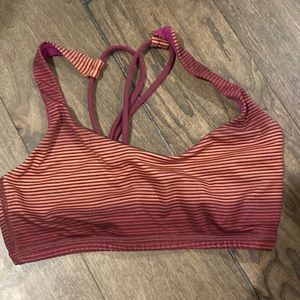 Lulu lemon pink yellow and orange striped fading color sport braNew without tags
